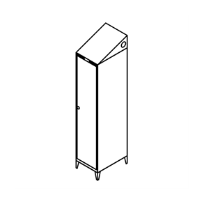Garderobeskab m/ben, skr�tag, 1x1, 400 mm