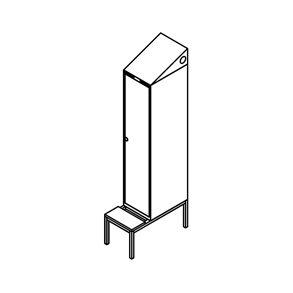 Garderobeskab b�nkstel, skr�tag, 1x1, 400 mm