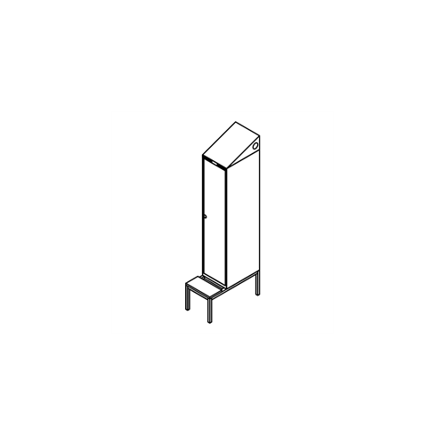 Garderobeskab b�nkstel, skr�tag, 1x1, 400 mm