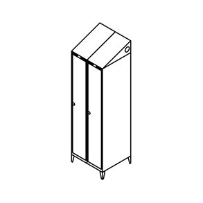 Garderobeskab m/ben, skr�tag, 2x1, 600 mm
