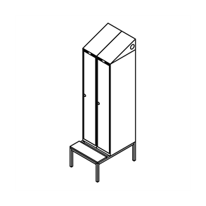 Garderobeskab b�nkstel, skr�tag, 2x1, 600 mm