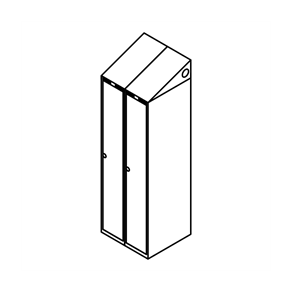 Garderobeskab u/ben, skr�tag, 2x1, 600 mm