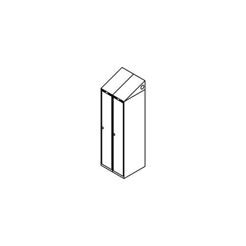 Garderobeskab u/ben, skr�tag, 2x1, 600 mm