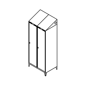 Garderobeskab m/ben, skr�tag, 2x1, 800 mm