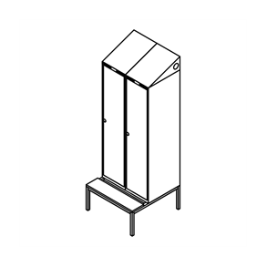 Garderobeskab b�nkstel, skr�tag, 2x1, 800 mm