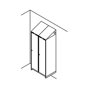 Garderobeskab v�gh�ngt, skr�tag, 2x1, 800 mm