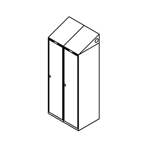 Garderobeskab u/ben, skr�tag, 2x1, 800 mm