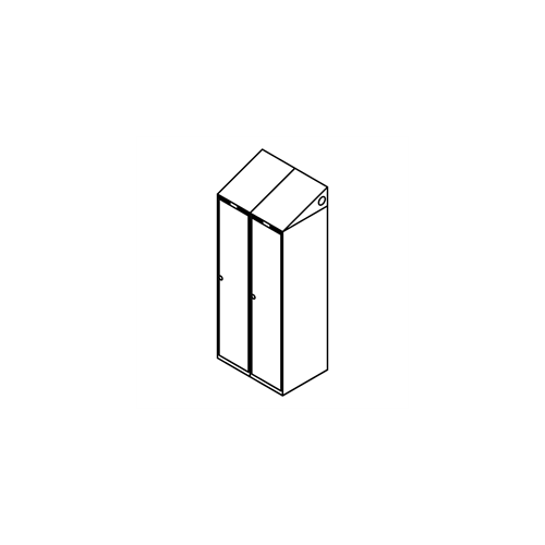 Garderobeskab u/ben, skr�tag, 2x1, 800 mm