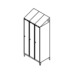 Garderobeskab m/ben, skr�tag, 3x1, 900 mm
