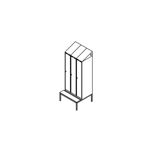 Garderobeskab b�nkstel, skr�tag, 3x1, 900 mm