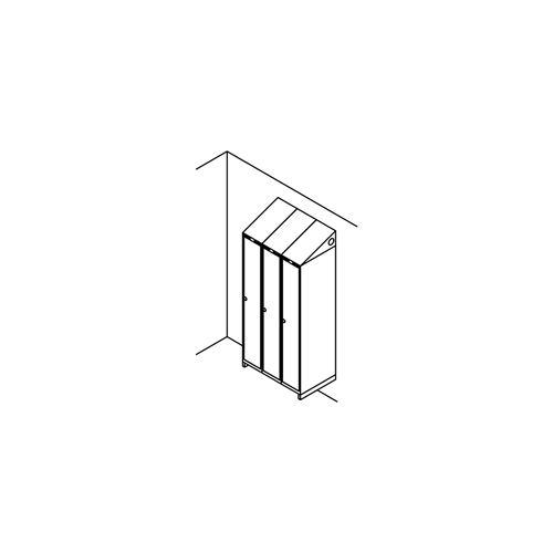 Garderobeskab v�gh�ngt, skr�tag, 3x1, 900 mm
