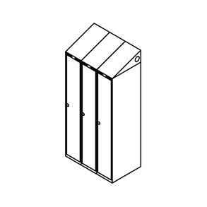 Garderobeskab u/ben, skr�tag, 3x1, 900 mm