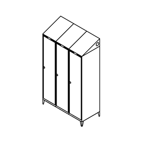 Garderobeskab m/ben, skr�tag, 3x1, 1200 mm