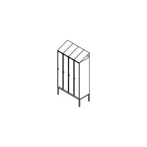 Garderobeskab r�rsokkel, skr�tag, 4x1, 1200 mm