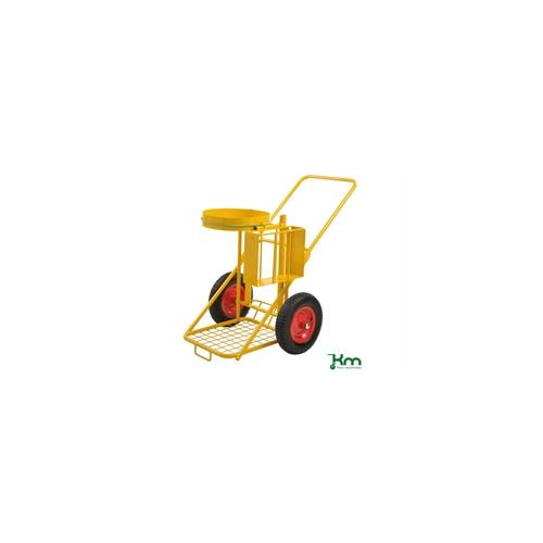 Affaldsvogn 720x1100x1123, luftgummihjul, gul