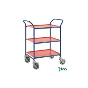 Bakkevogn, 3 plastbakker, bl�/r�d