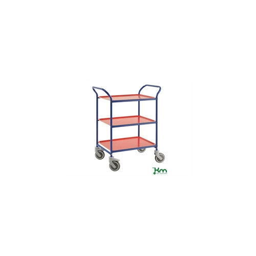 Bakkevogn, 3 plastbakker, bl�/r�d