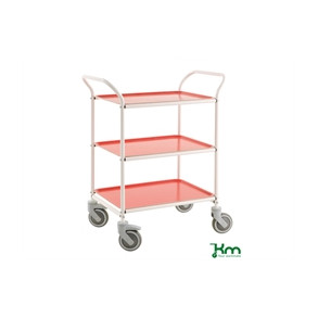 Bakkevogn, 3 plastbakker, hvid/r�d
