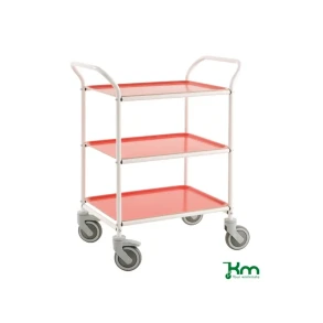 Bakkevogn, 3 plastbakker, hvid/r�d