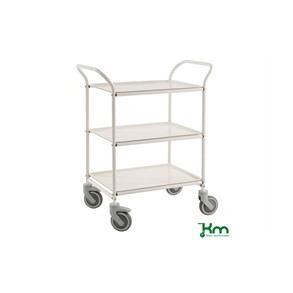 Bakkevogn, 3 plastbakker, hvid/hvid