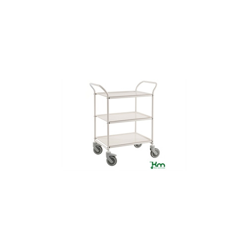 Bakkevogn, 3 plastbakker, hvid/hvid