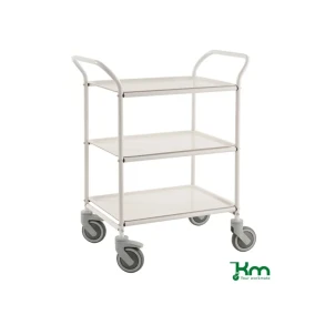 Bakkevogn, 3 plastbakker, hvid/hvid
